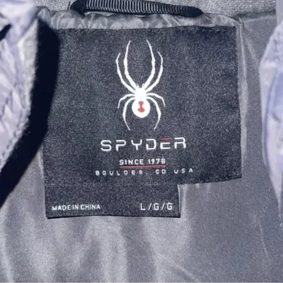 $399 Warm Winter Puffer Coat by Spyder gray ~ Jacket Large - Picture 3 of 4